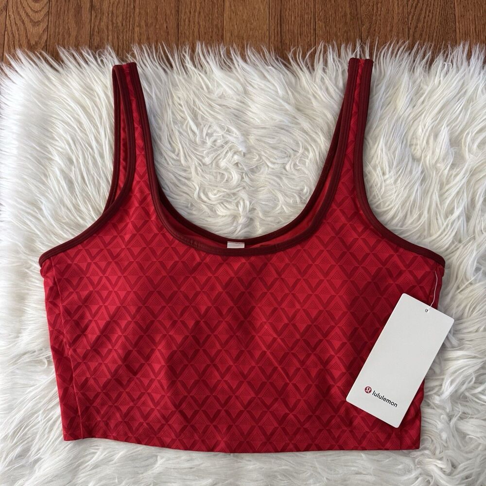Lululemon Textured Mesh Tennis Tank Top Women’s XL Red Padded Shelf Bra B/C NWT